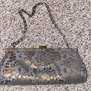 Silver Snake Skin Clutch